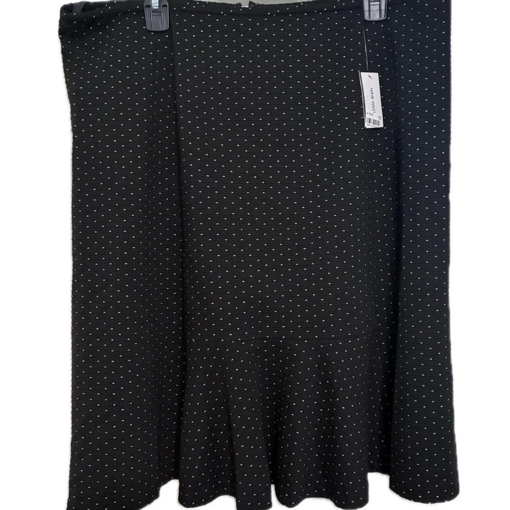 Nine West Black and White Polka Dot skirt with ruffle detail at hem